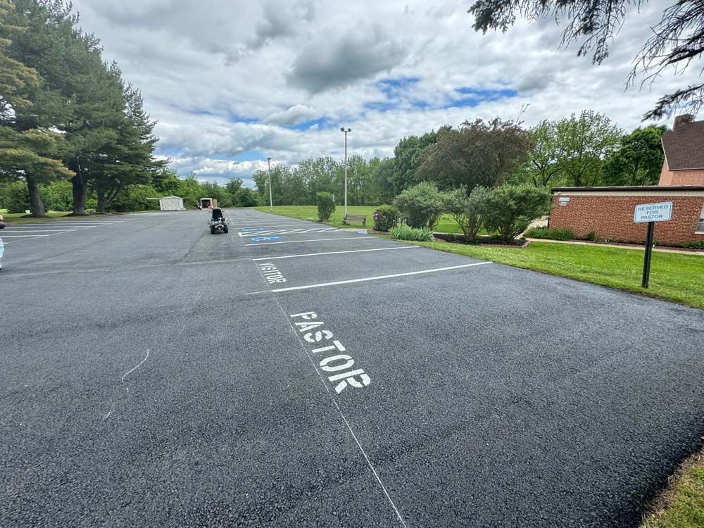 Asphalt parking lot with a 
