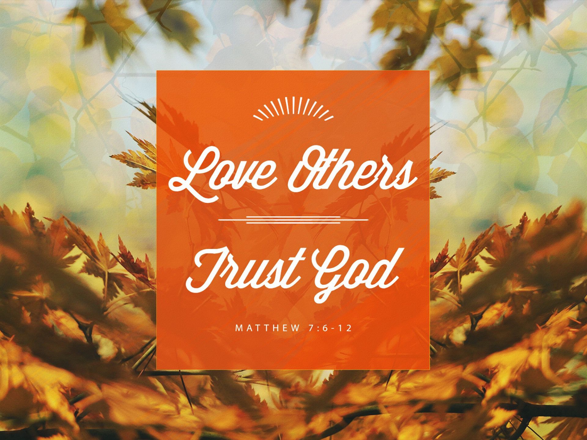 Love Others, Trust God, Matthew 7