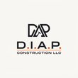 DIAP Construction LLC logo with black lettering and orange accents on a light background