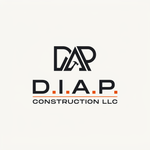 DIAP Construction LLC logo with black lettering and orange accents on a light background