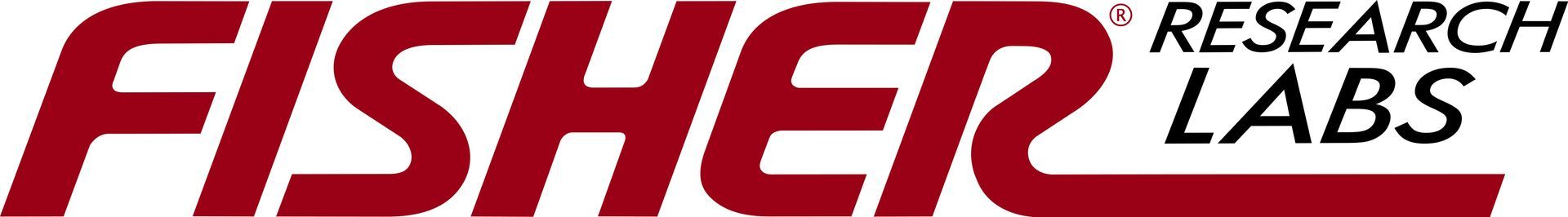 Een rood-wit logo voor Fisher Research Labs