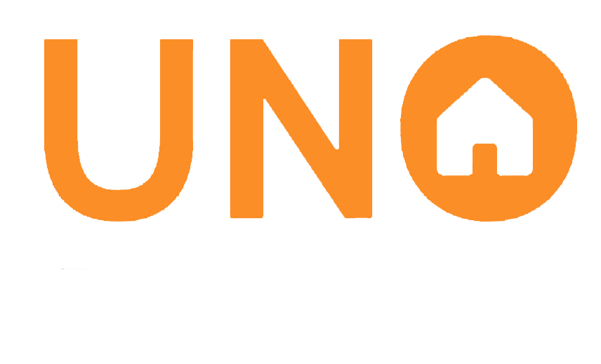 Orange UNO logo with a house icon inside the O