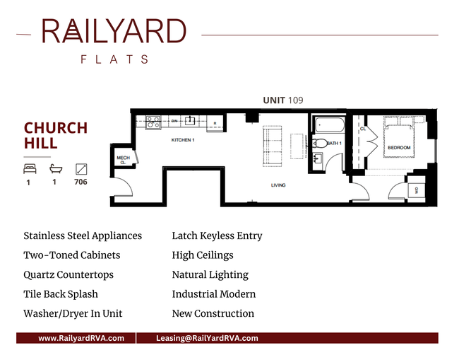 church hill floor plan 1 bed 1 bath
