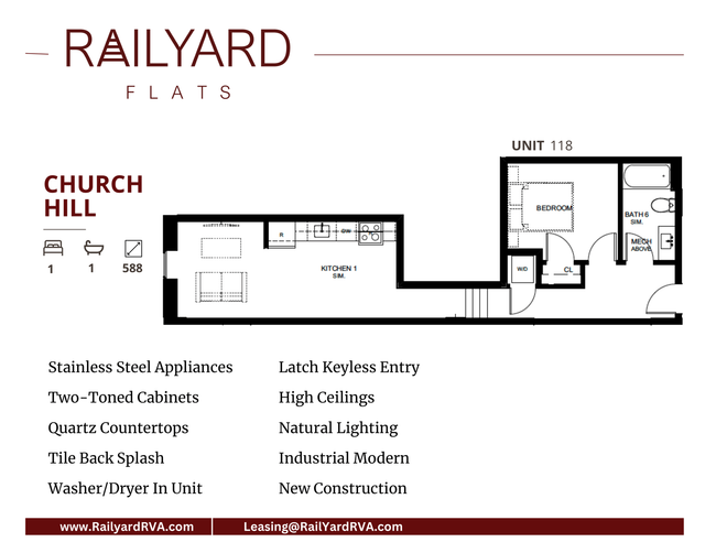 church hill 1 bed 1 bath 588 sq ft