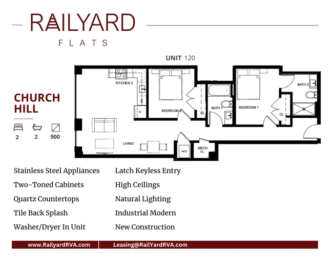church hill 2 bed 2 bath 900 square ft