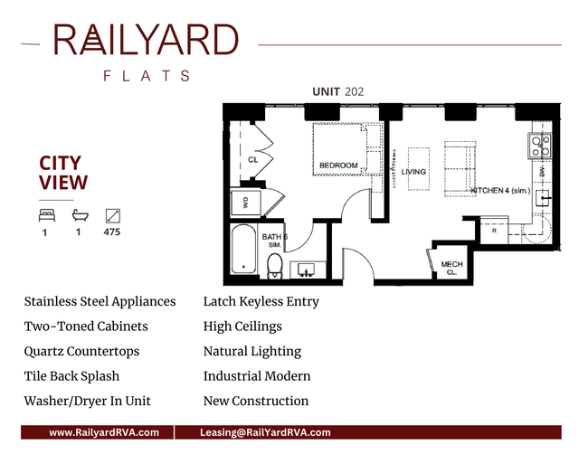 city view 1 bed 1 bath 475 sq ft