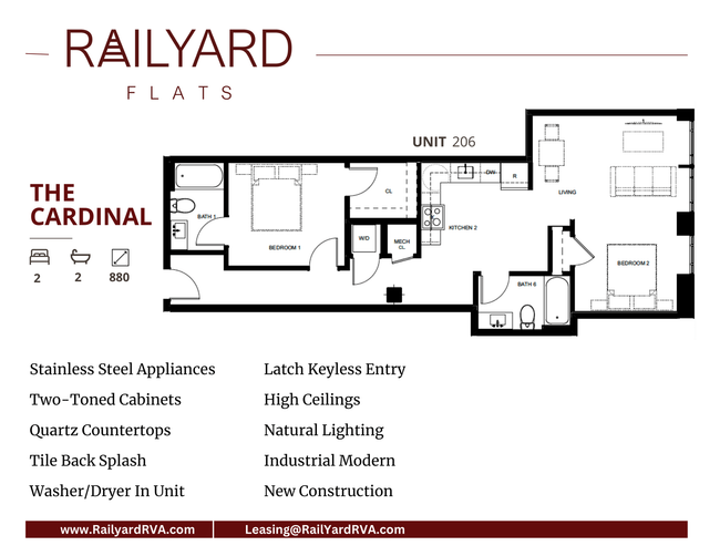 the cardinal 2 bed 2 bath 880 square ft