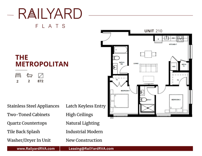 the metropolitan 2 bed 2 bath 872 square ft