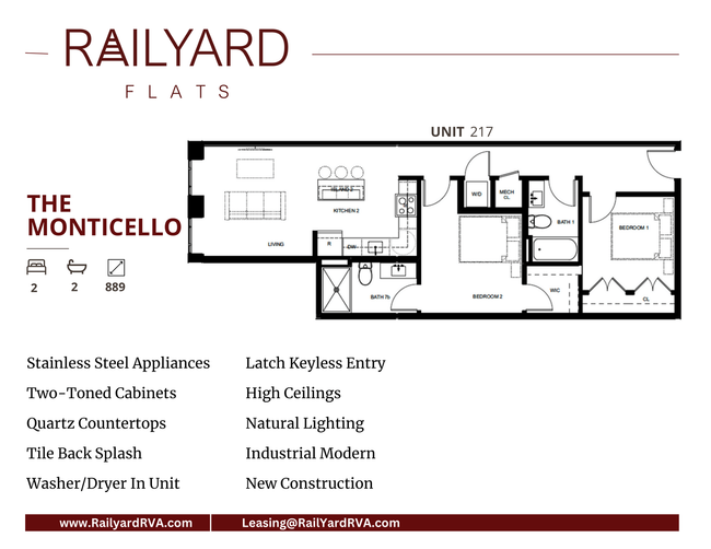 the monticello 2 bed 2 bath 889 square ft