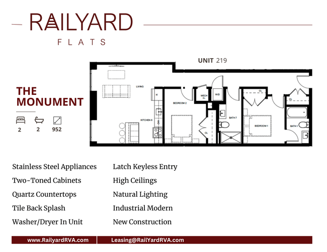 the monument 2 bed 2 bath 952 square ft