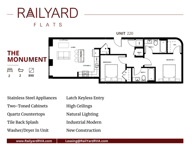 the monument 2 bed 2 bath 890 square ft