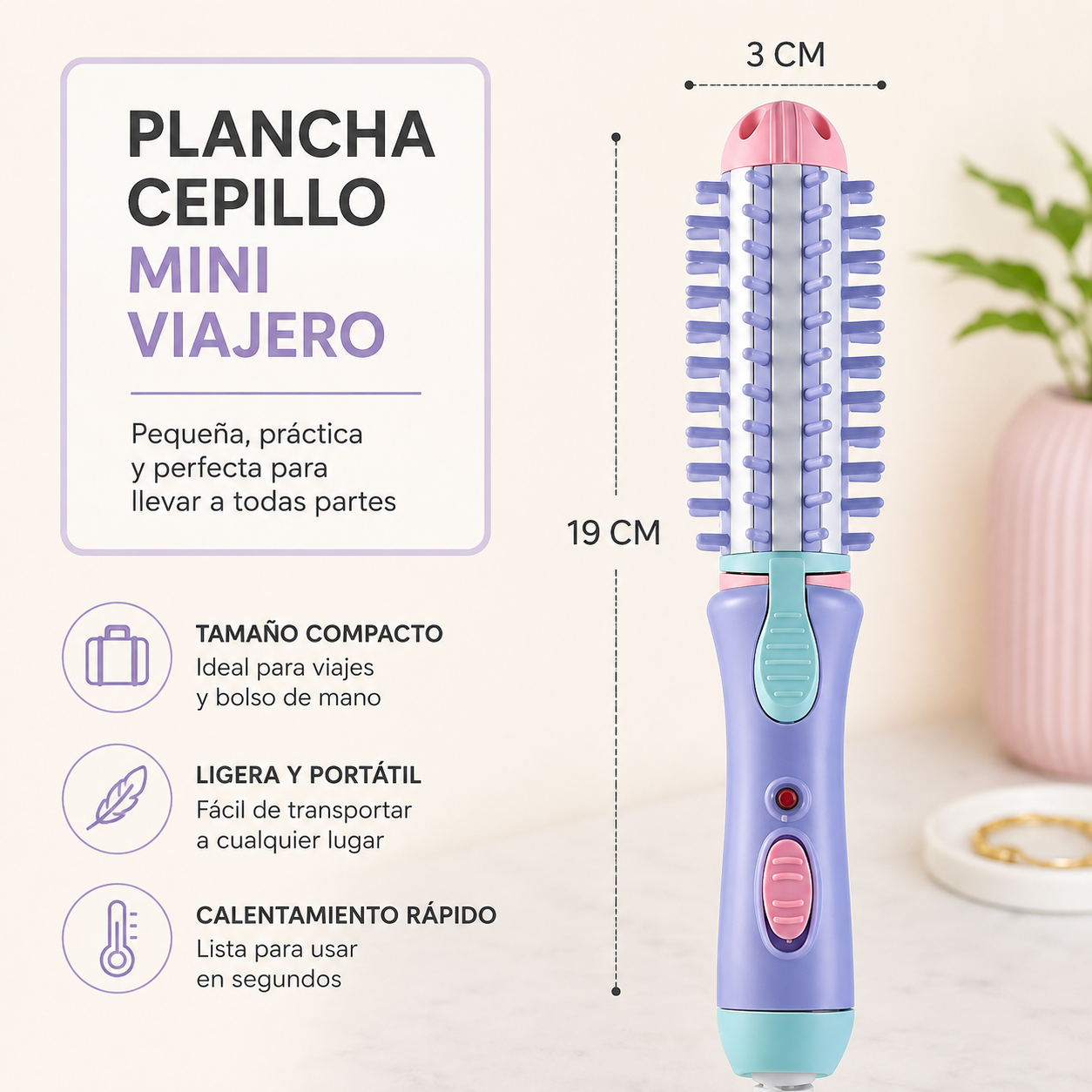 MINI PLANCHA CEPILLO VIAJERO