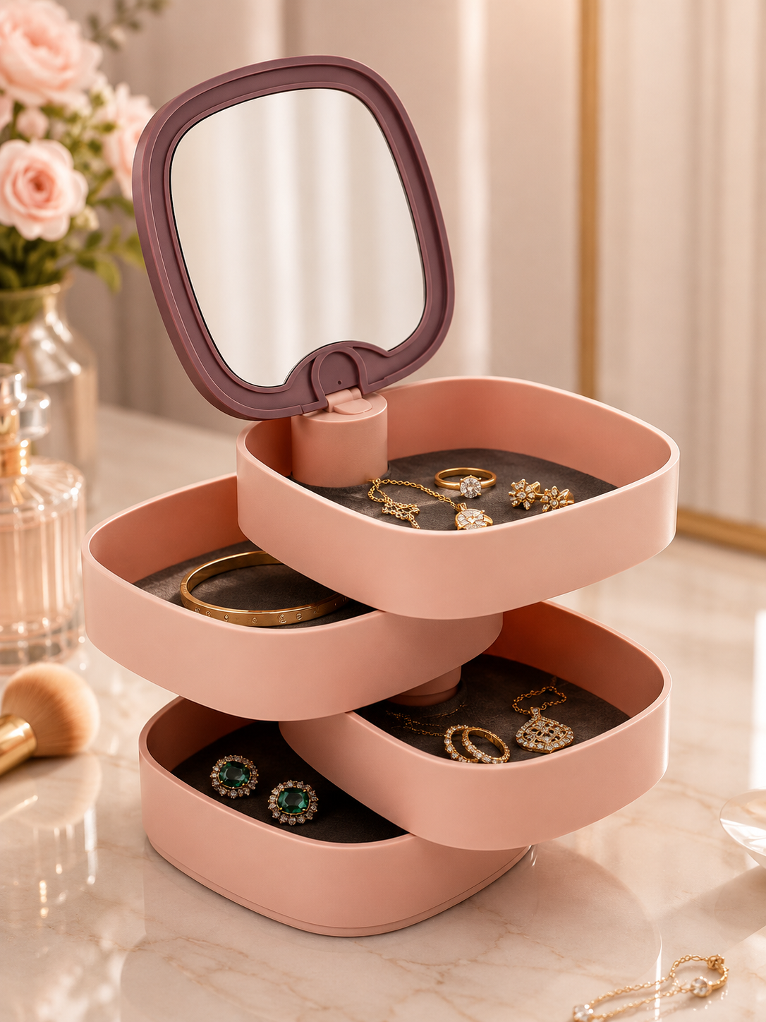 JOYERO ORGANIZADOR CON ESPEJO