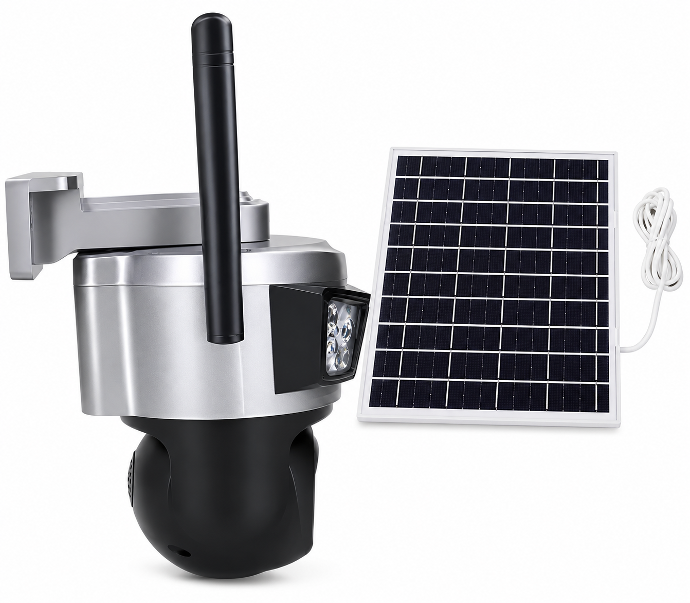 CAMARA SEGURIDAD DOBLE LENTE CON PANEL SOLAR
