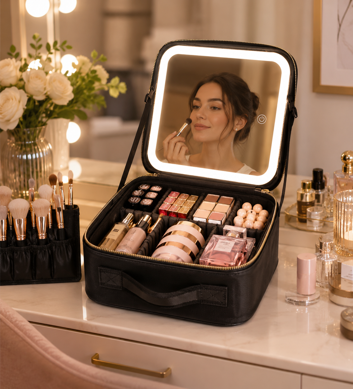 ORGANIZADOR ESPEJO LED PORTATIL