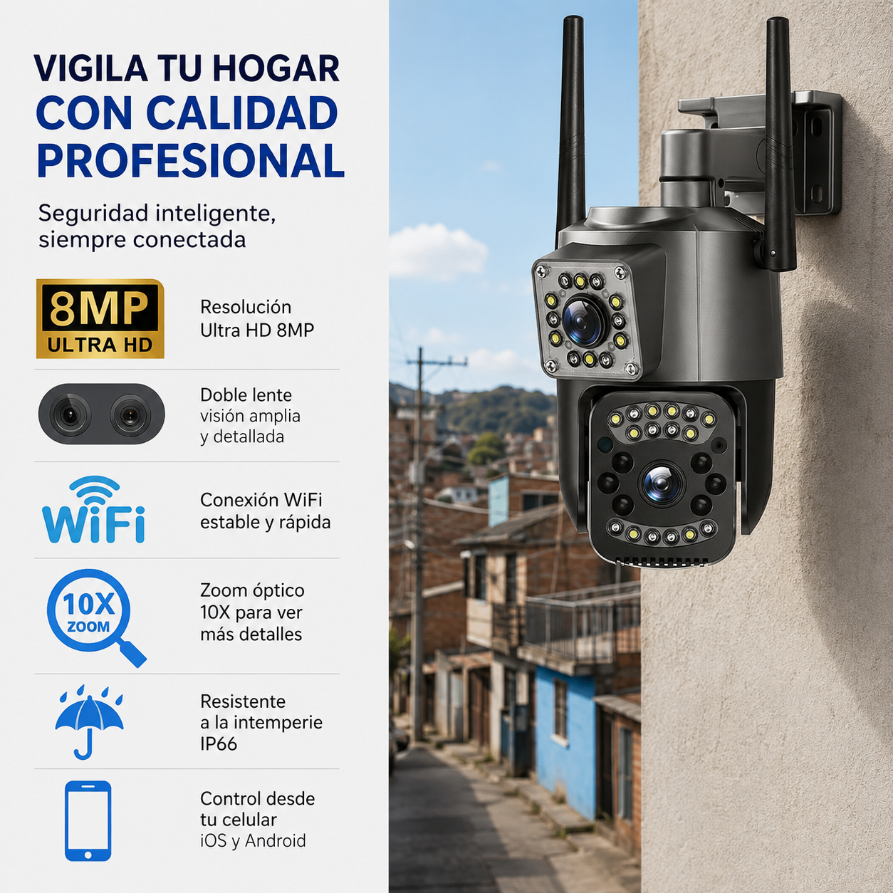 CAMARA SEGURIDAD DOBLE LENTE  IP66 - V380PRO