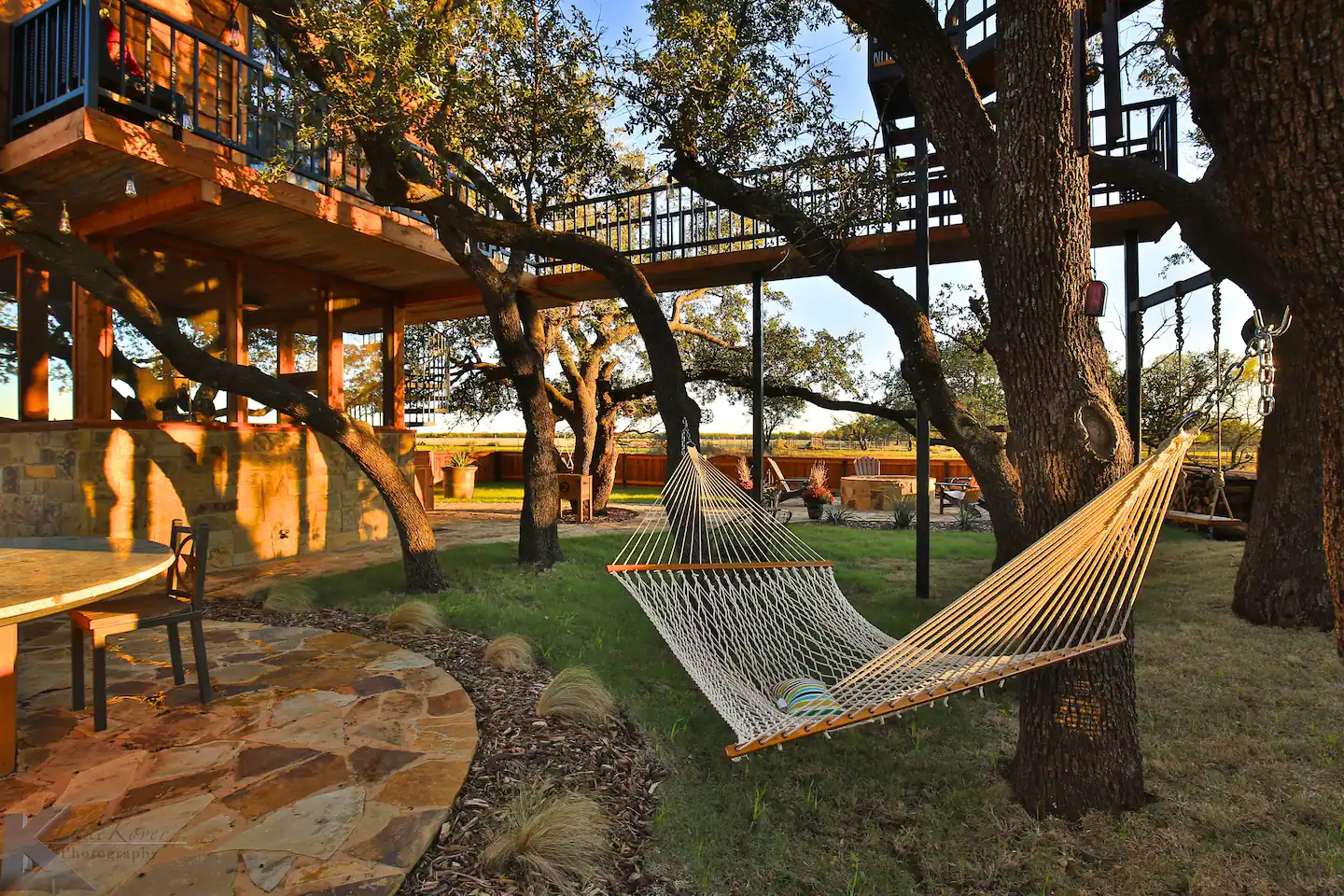 A Hammock at the Ryder's Treehouse Rental in Baird, TX