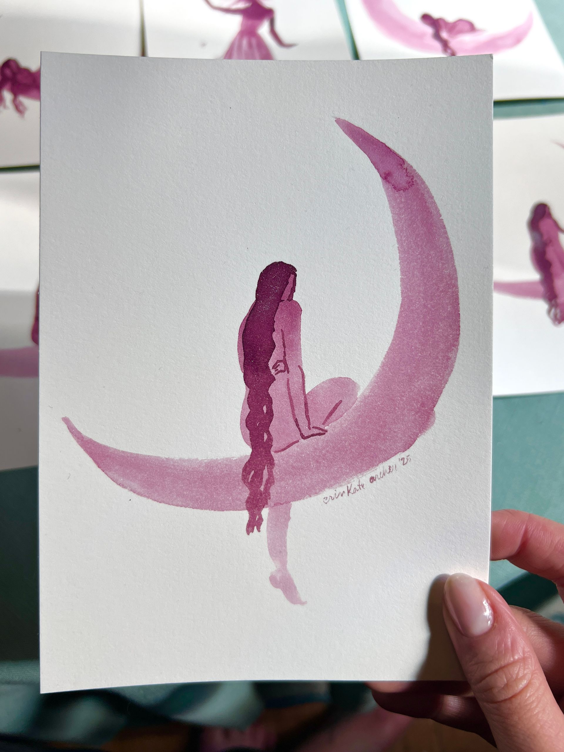 moon perched - original sparkling ink drawings on paper