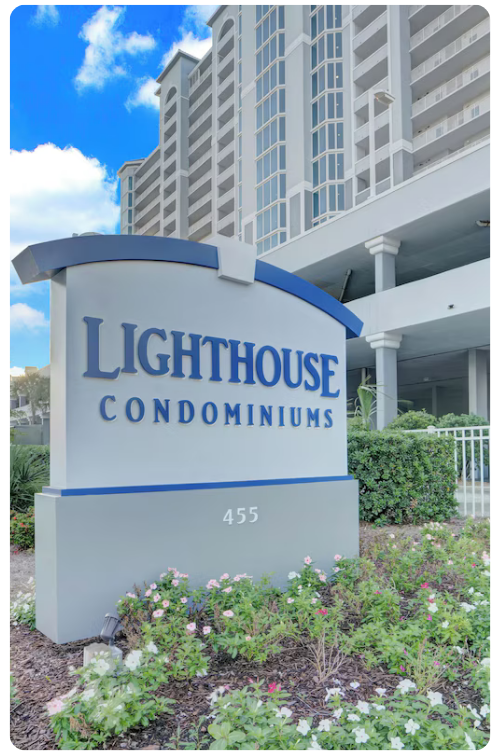Lighthouse condominiums sign
