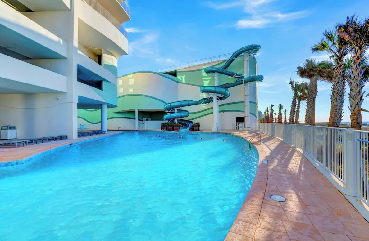 Outside pool and waterslide