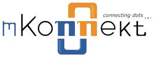 A logo for a company called mkonnekt connecting dots