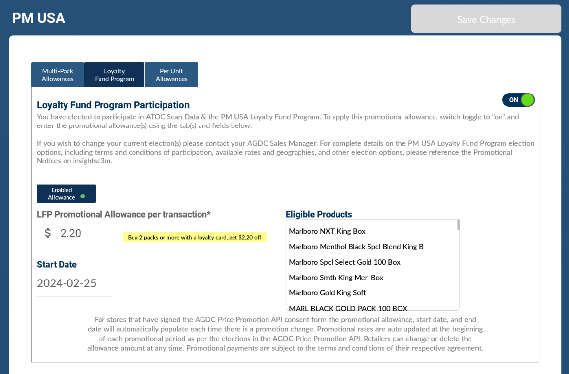 A screenshot of a website that says pm usa