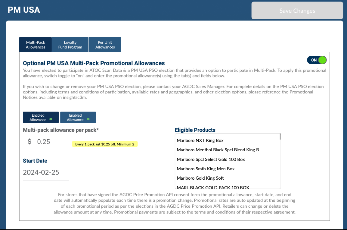 A screenshot of a website that says pm usa