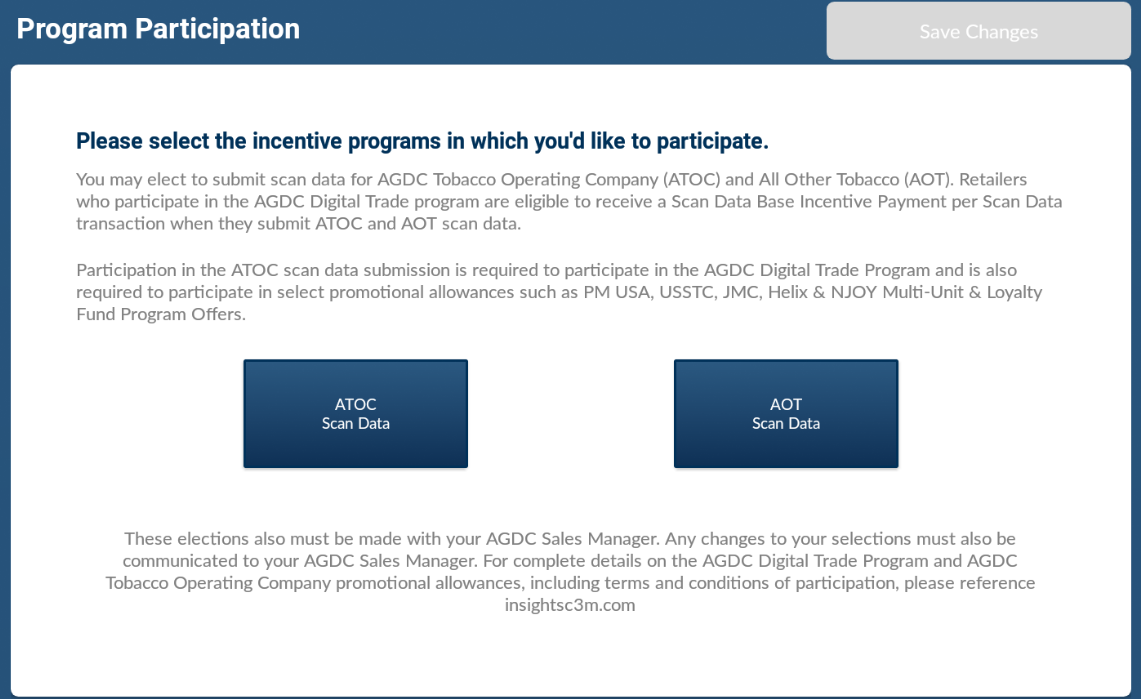 A screenshot of a program participation page