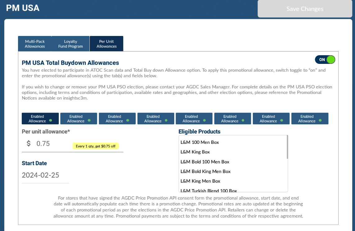 A screenshot of a website that says pm usa