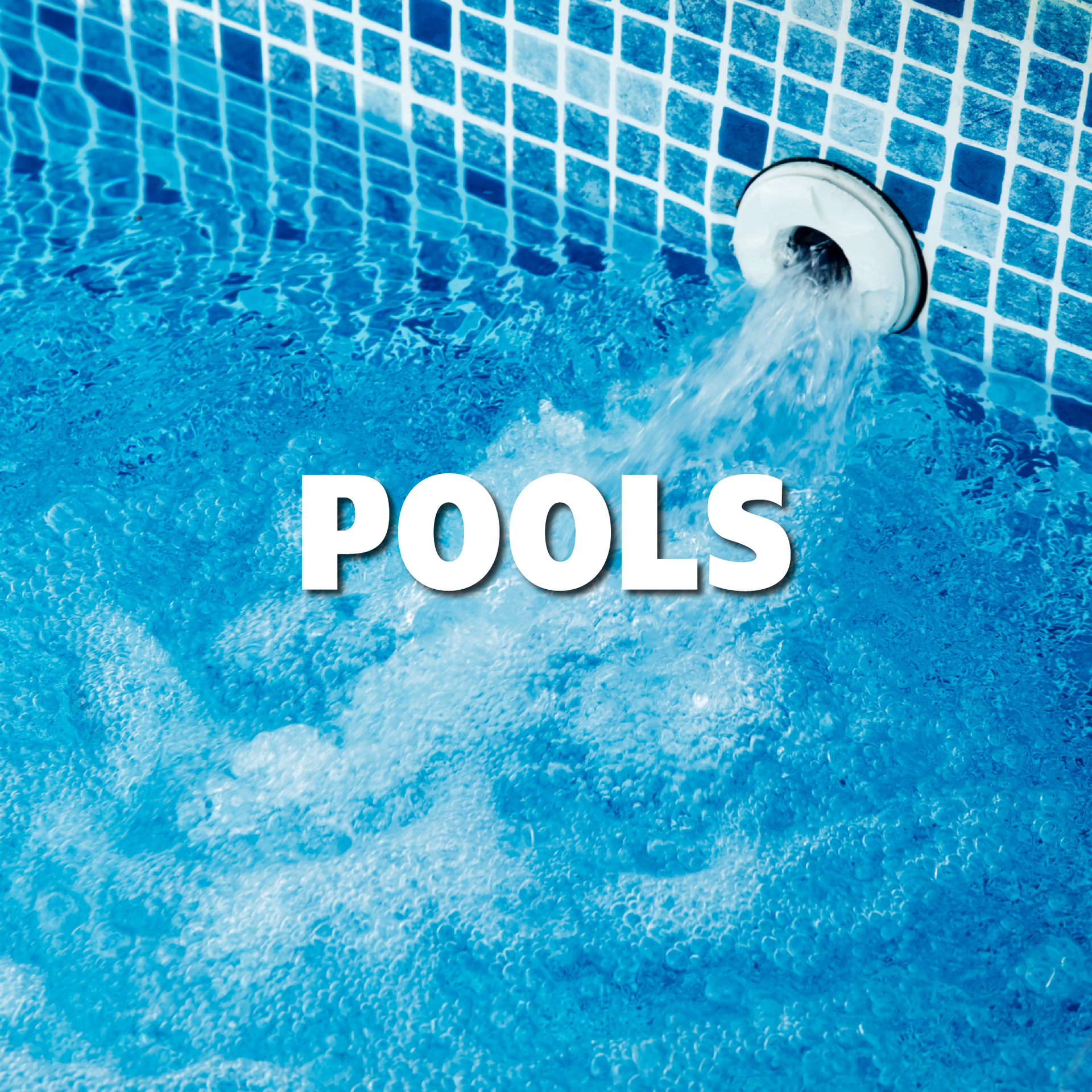 A swimming pool with the word pools on the bottom