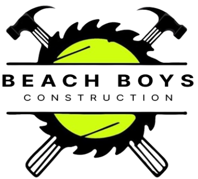 The logo for Beach Boys Construction shows a circular saw and two hammers.