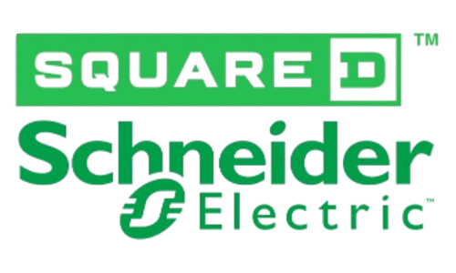 Square D and Schneider Electric green corporate logos on a white background