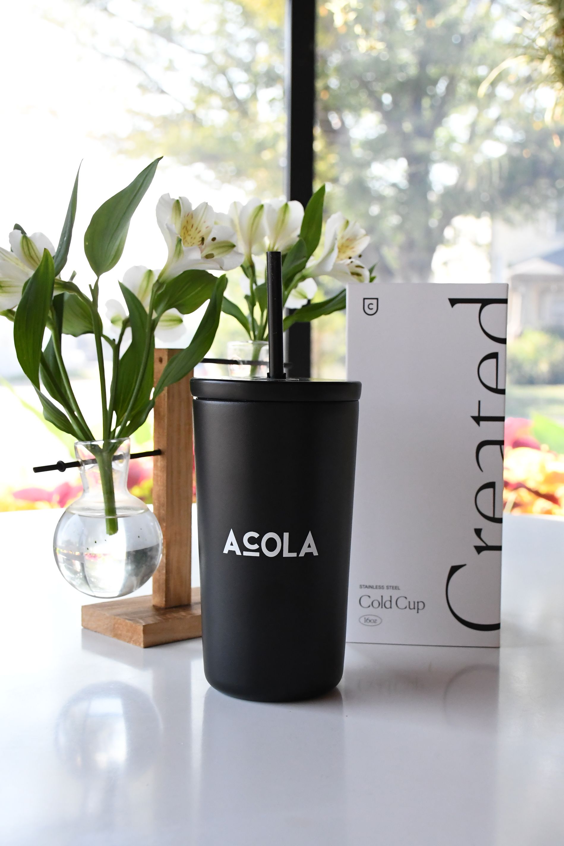Black Acola Coffee cold cup with straw Columbia MO