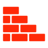 Une icône de mur de briques rouges sur fond blanc.