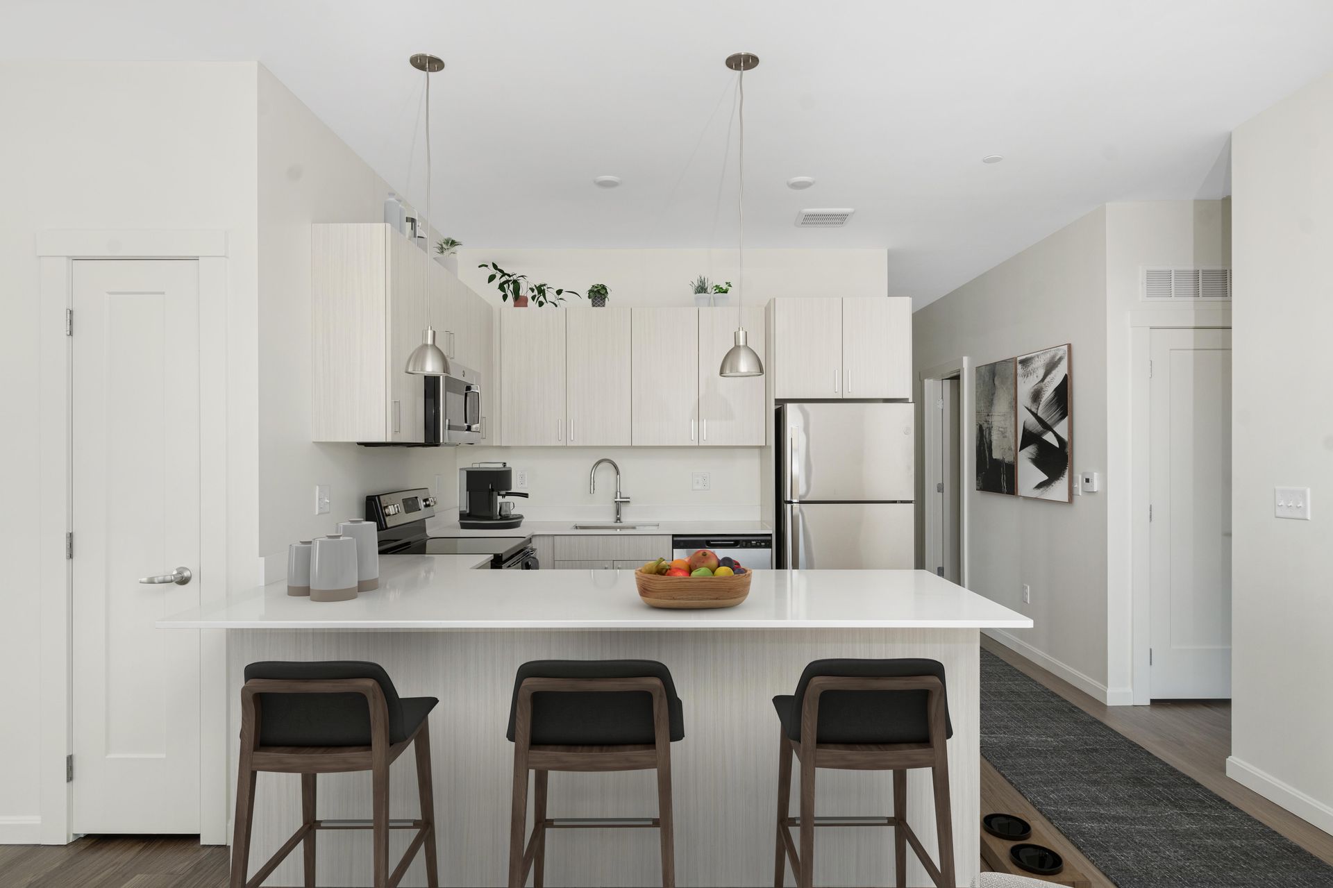 Kitchen seating at The Artemis at Arlington Heights.