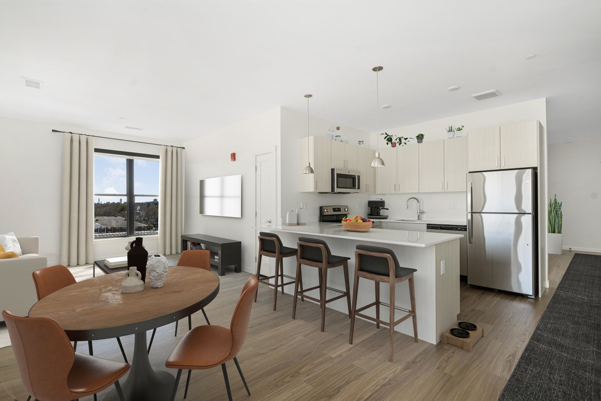 Kitchen and dining area at The Artemis at Arlington Heights.
