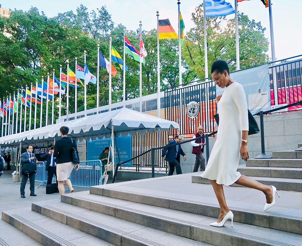 Elizabeth Nyamayaro speaking in Mongolia