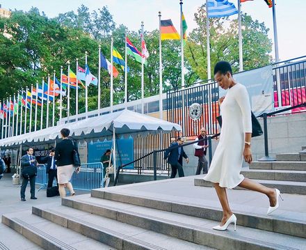Elizabeth Nyamayaro speaking in Mongolia