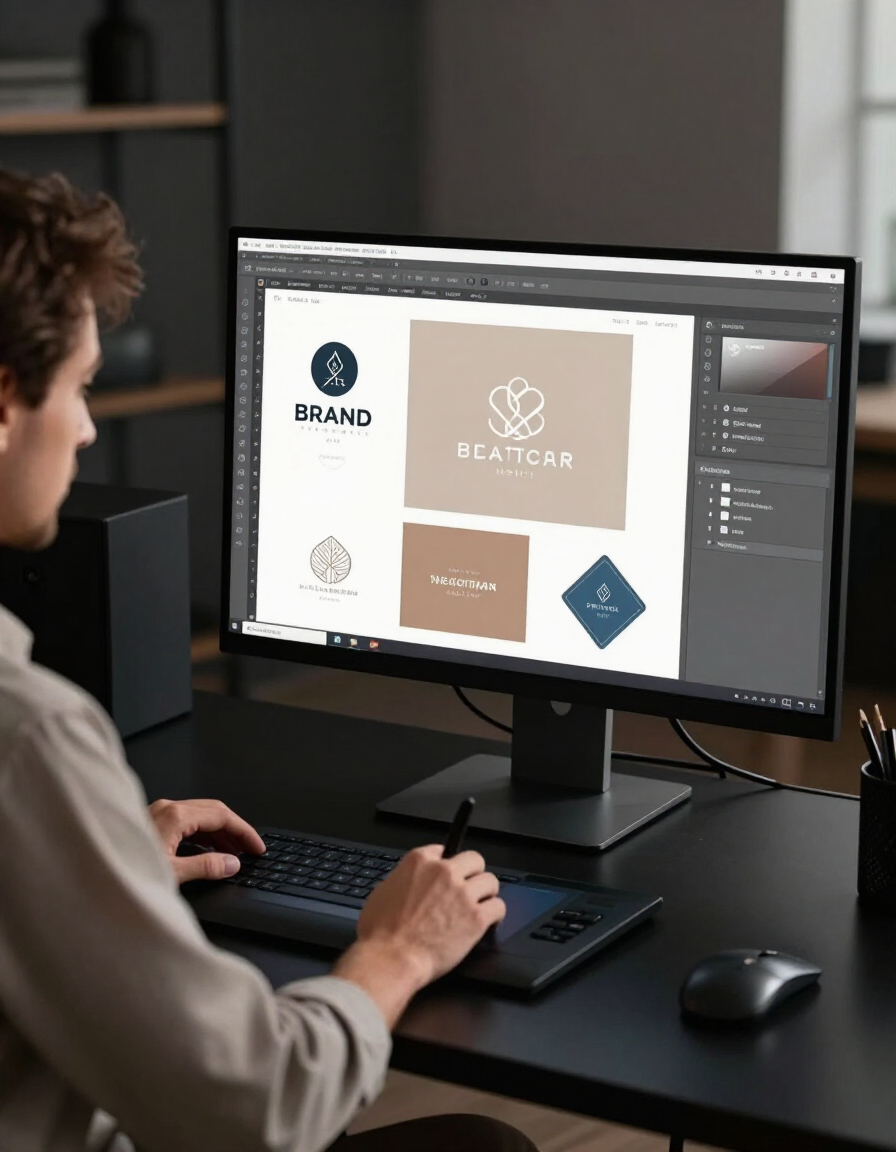 Team grafico interno al lavoro su brand identity
