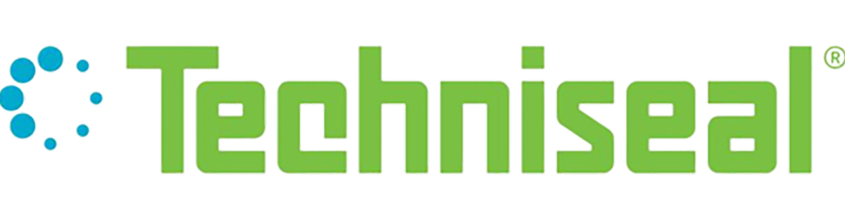 A green and white techniseal logo on a white background