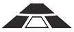Un triangle noir et blanc sur fond blanc.