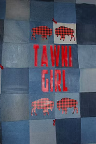 Denim quilt with red buffalo plaid buffalo and