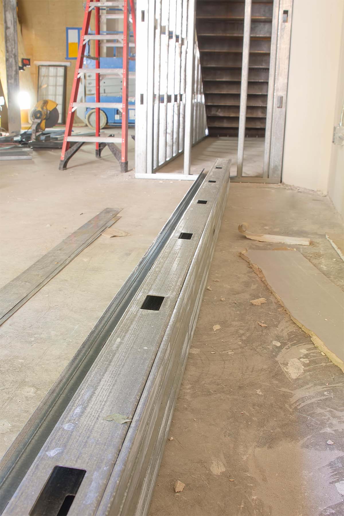 Metal Studs Being Installed In A Shed