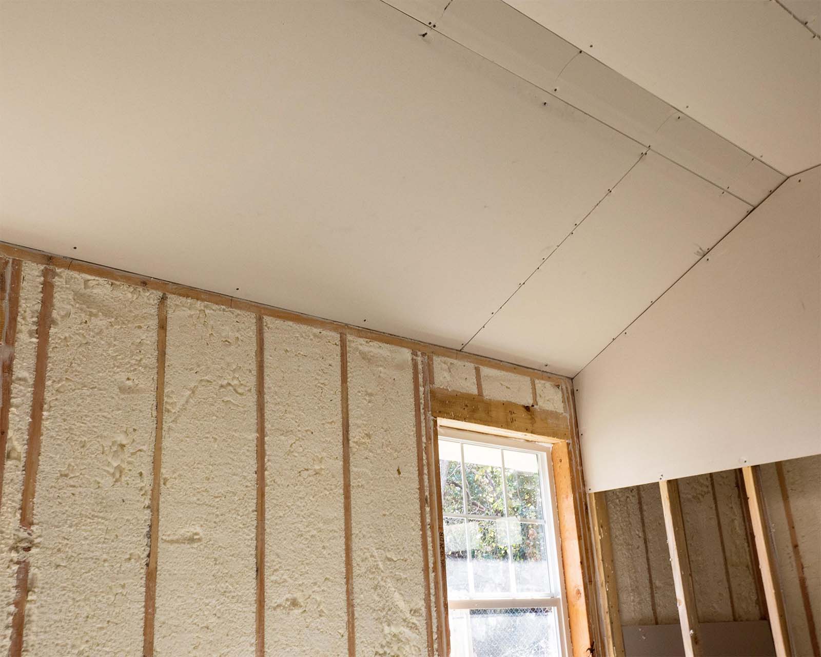 Raked Ceiling In Cairns With Acoustic Gyprock Installed