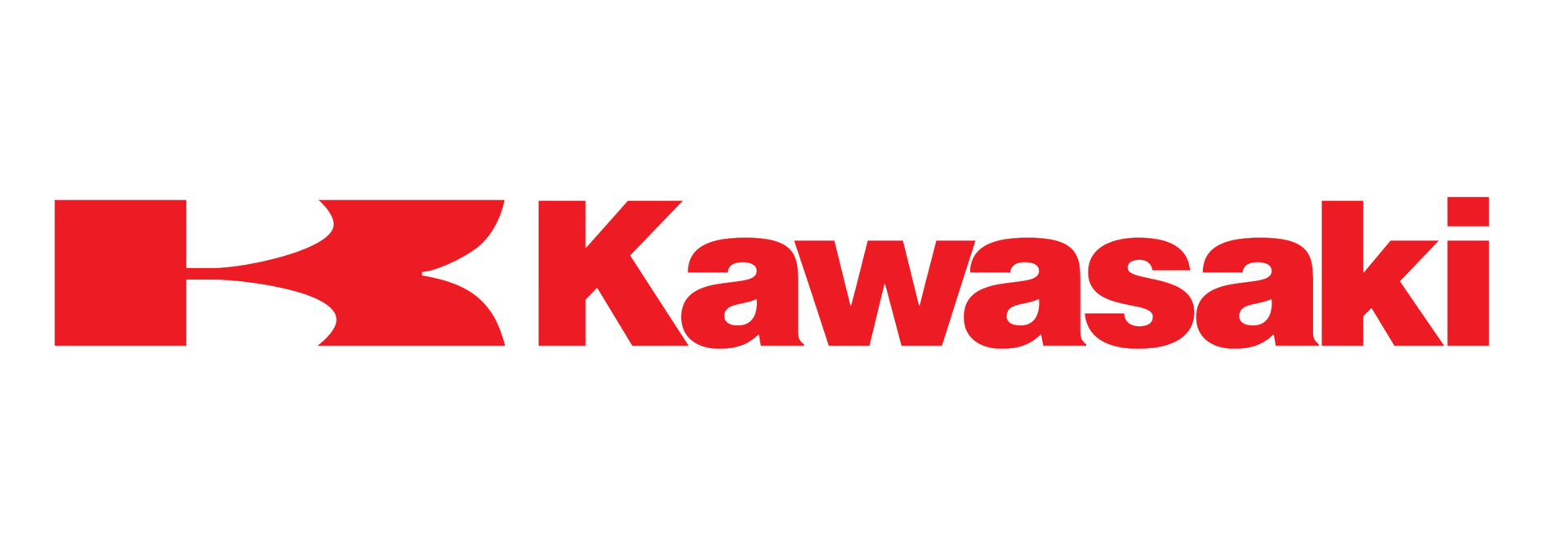 Kawasaki logo in red on a white background