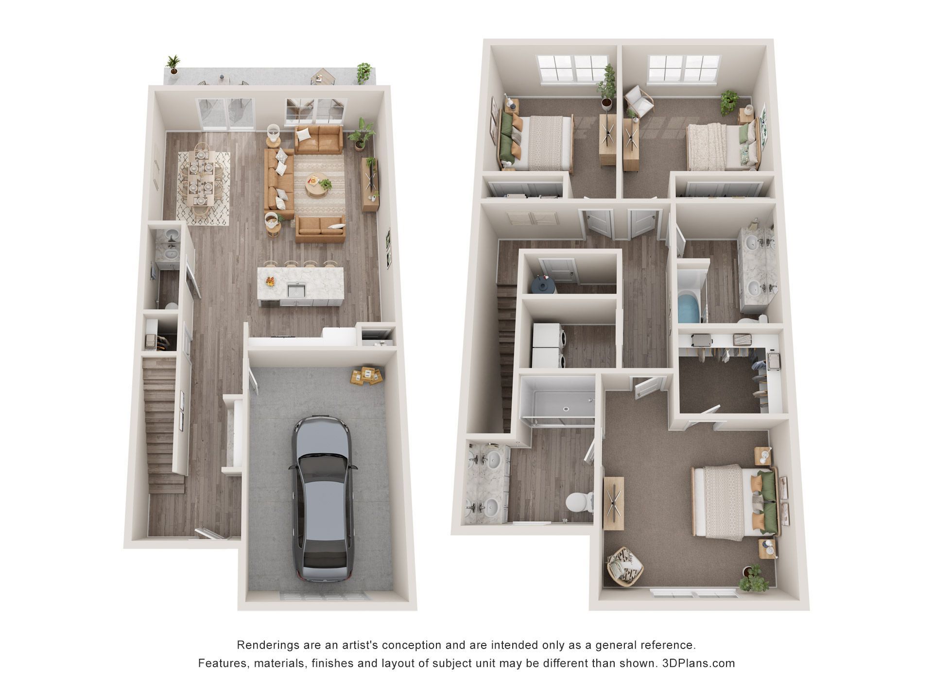 3 bed, 2.5 bath floor plan for Carden Springs