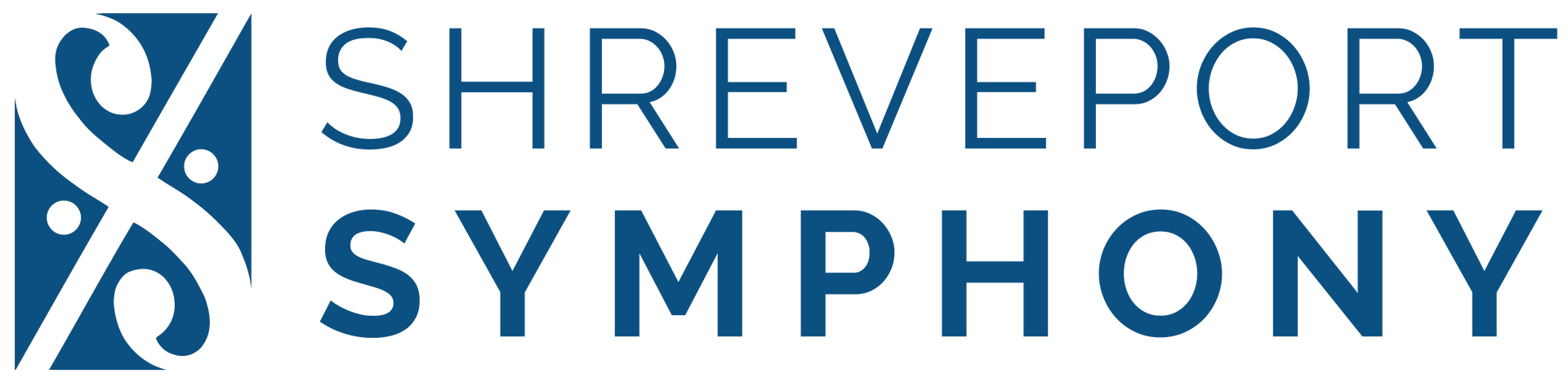 Shreveport Symphony logo with stylized blue musical note and wordmark