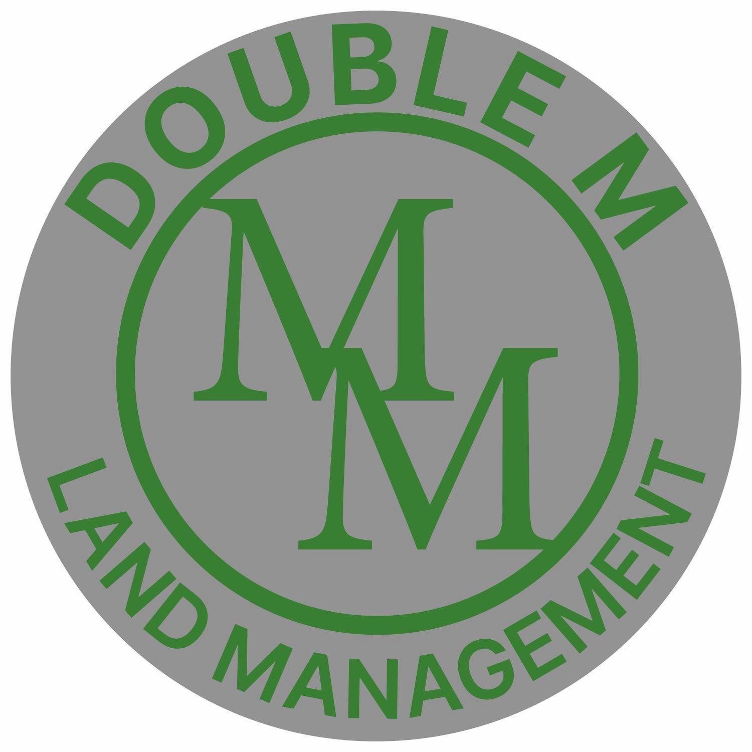 Black circle logo with two green-edged white "M" letters. "Double M" and "Land Management LLC" text.