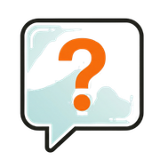 Question mark inside a white speech bubble icon with a black outline.