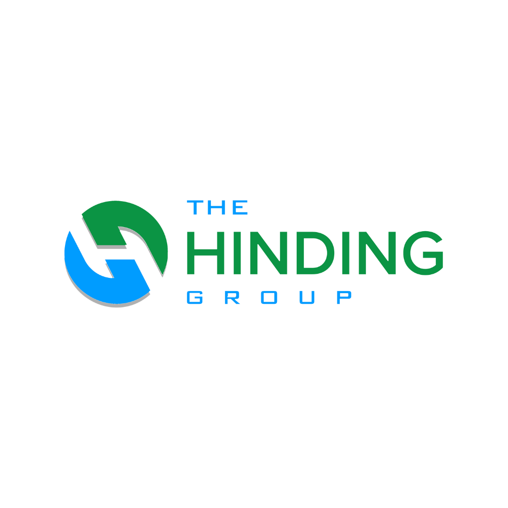 Logo for The Hinding Group featuring a blue and green circular emblem with an 'H' shape, next to the company name text.